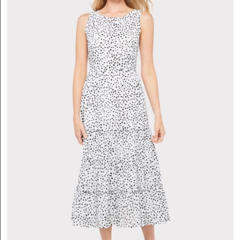 NWT BB DAKOTA SOMETHING ABOUT DOTS MIDI DRESS SIZE XS. Black and white polkadots